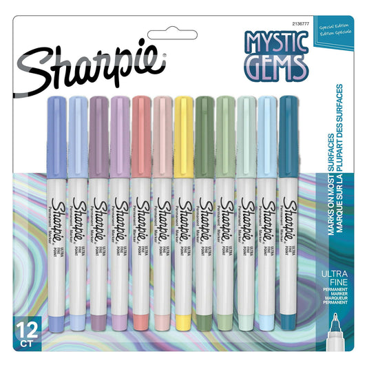 Sharpie Mystic Gems Marker Set, 12-Color Ultra-Fine Set