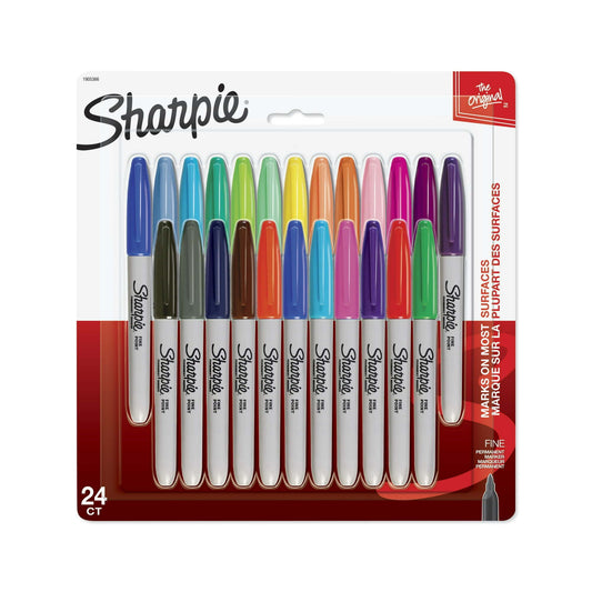 Sharpie Electro Pop Permanent Markers, Fine Point, Assorted Colors, 24 Count