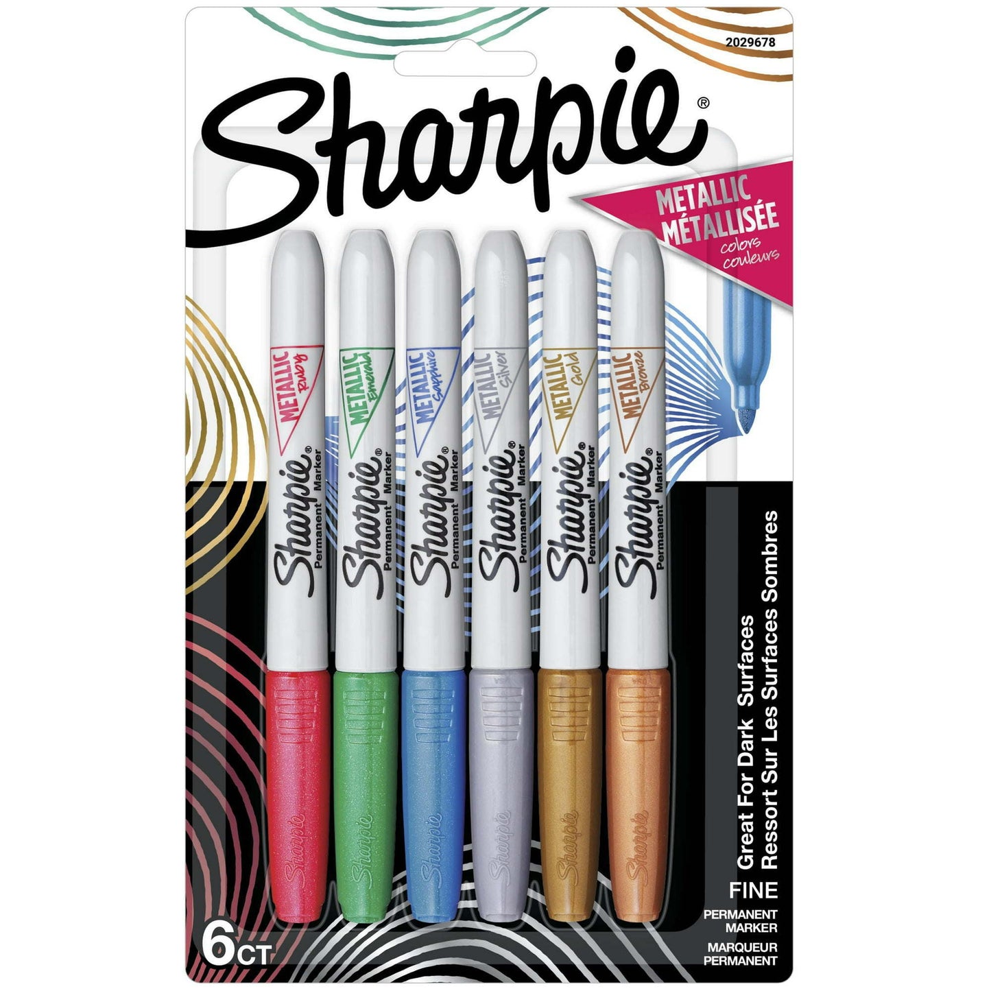 Sharpie Fine Tip Metallic Permanent Markers, 6 Count