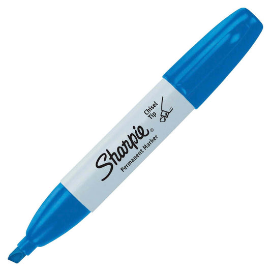 Sharpie Permanent Markers, Chisel Tip, Blue, 12 Count