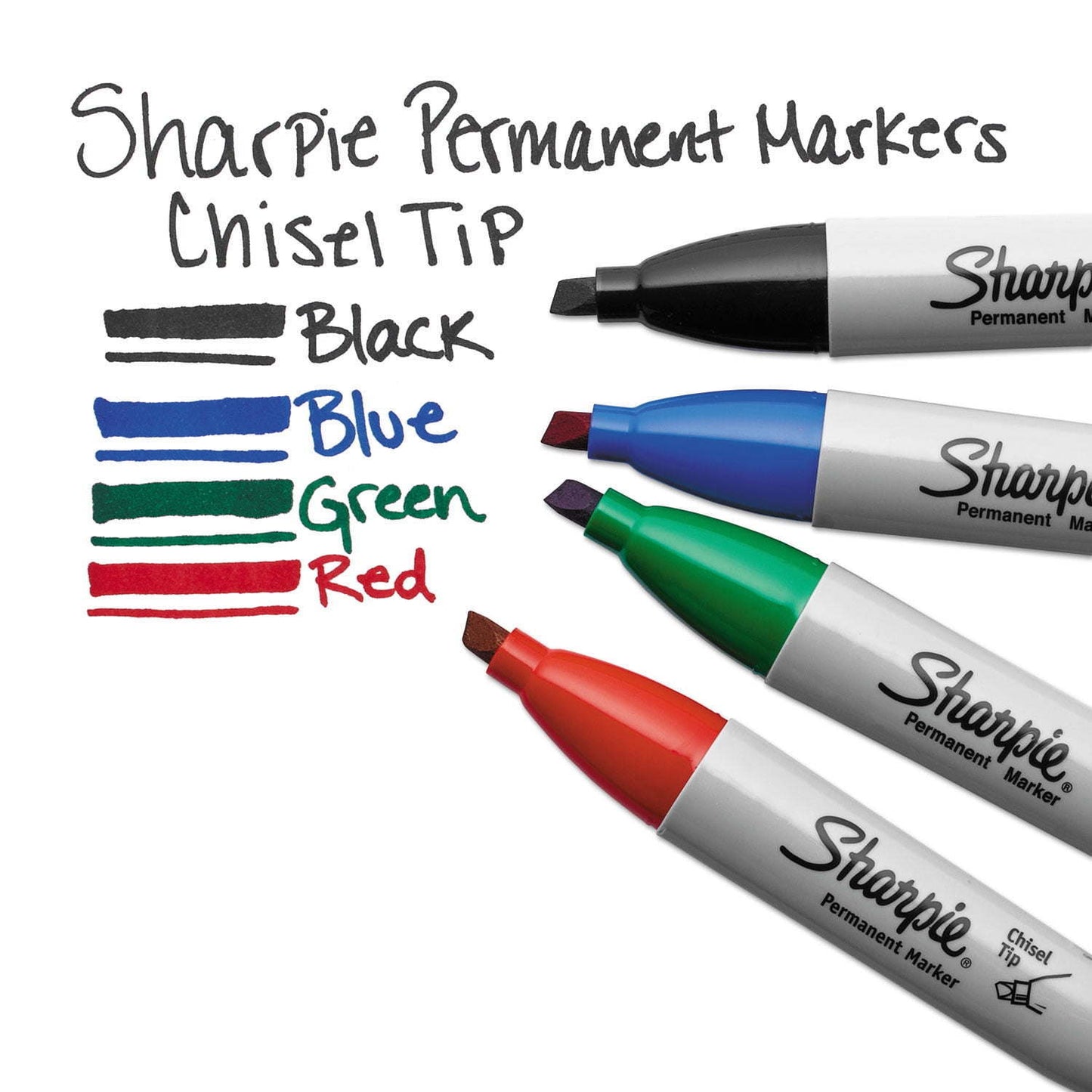 Sharpie Permanent Markers, Chisel Tip, Blue, 12 Count