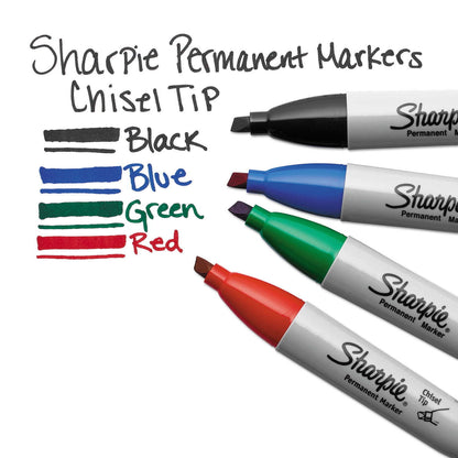 Sharpie Permanent Markers, Chisel Tip, Blue, 12 Count