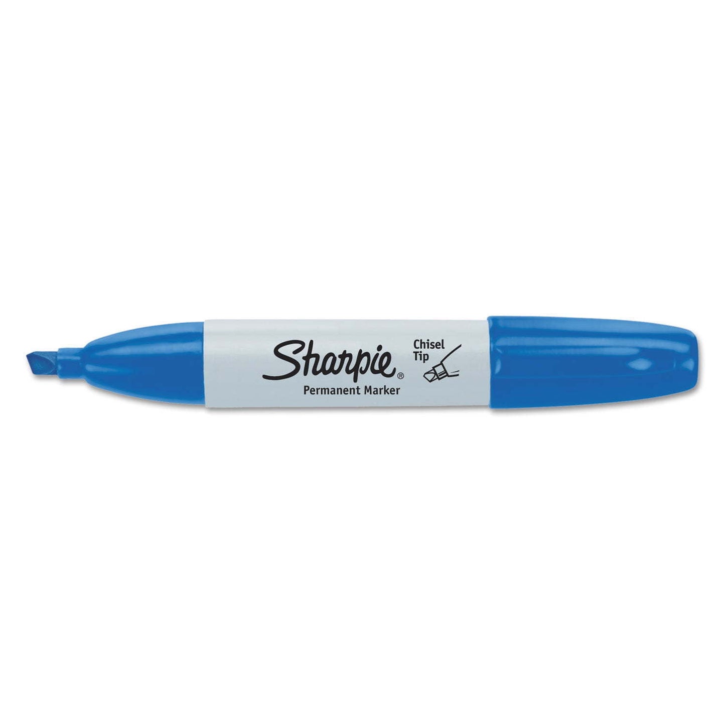 Sharpie Permanent Markers, Chisel Tip, Blue, 12 Count