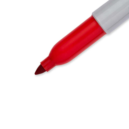 Sharpie Permanent Markers, Fine Point, Red, 12 Count