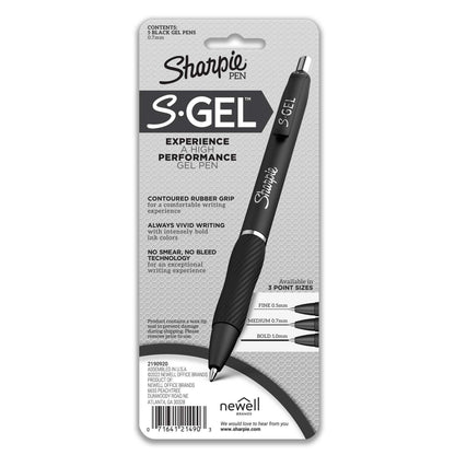 Sharpie S-Gel, Gel Pens, Medium Point 0.7 mm, Black Gel Ink Pens, Blue Barrel, 4 + 1 Bonus, 5 Count