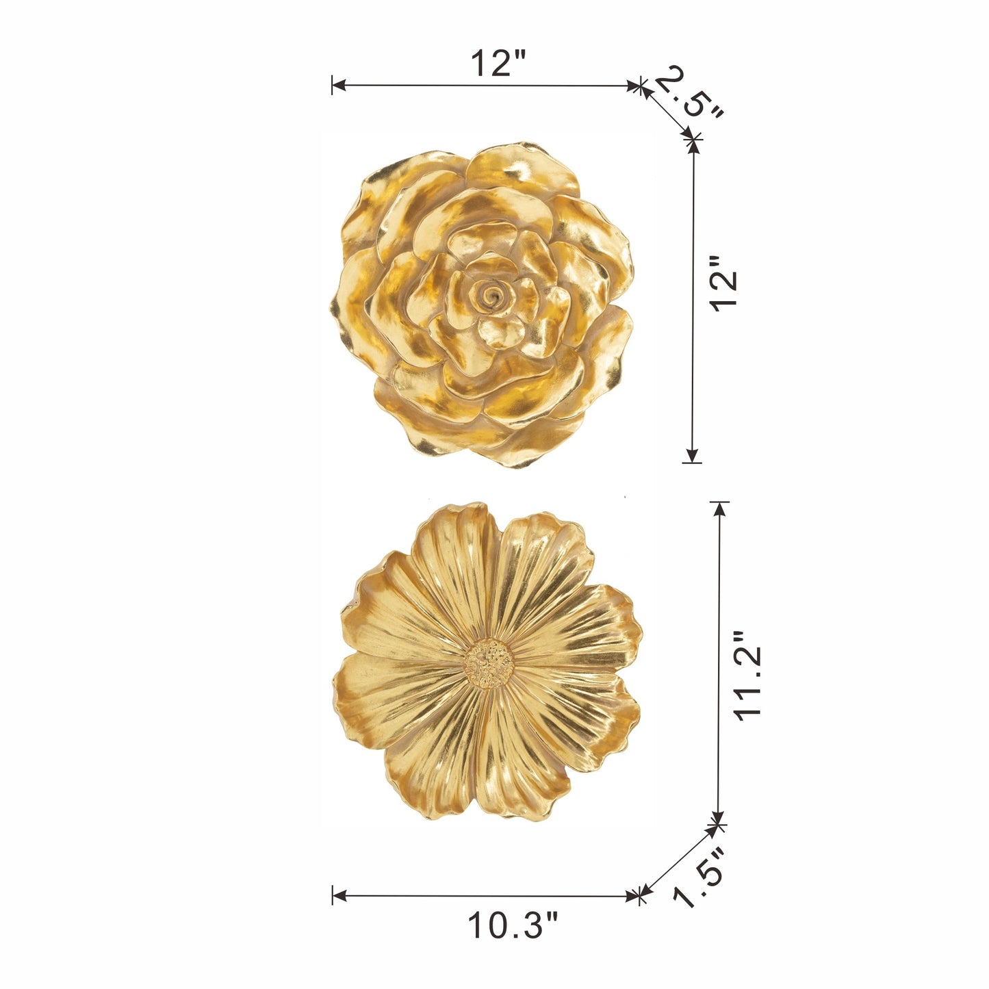 S/2 Gold Rose Hanging Wall Accents