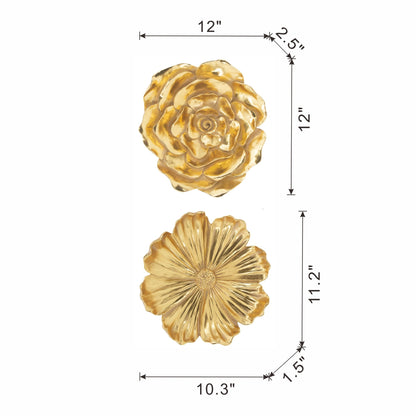 S/2 Gold Rose Hanging Wall Accents