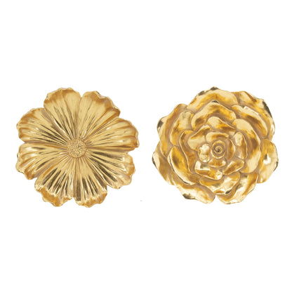 S/2 Gold Rose Hanging Wall Accents