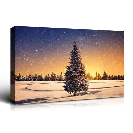 Framed Canvas Wall Art Decor Painting For Chrismas, Chrismas Tree in Dawn Chrismas Gift Painting For Chrismas Gift, Decoration For Chrismas Eve Living Room, Bedroom Decor-3624in-Thickness 1.5inch