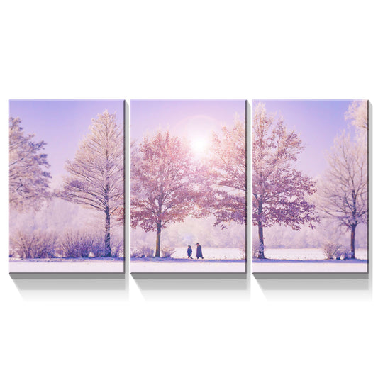 3 Panels Framed Vivid Winter Landscape Canvas Wall Art Decor,3 Pieces Mordern Canvas Decoration Painting for Office,Dining room,Living room, Bedroom Decor-Ready to Hang 2030in thickness 1.5inch