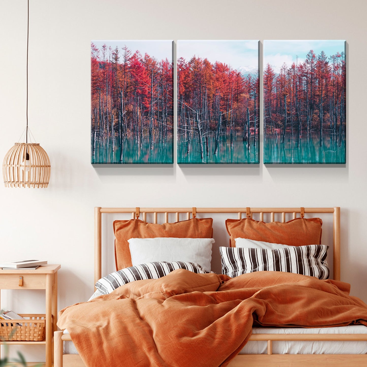 3 Panels Framed Maple Forest Canvas Wall Art Decor,3 Pieces Mordern Canvas Decoration Painting for Office,Dining room,Living room, Bedroom Decor-Ready to Hang-2436in thickness 1.5inch