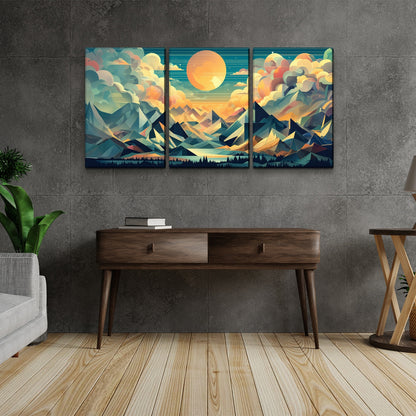 3 Panels Framed Abstract Wood Grain Boho Style Mountain & Forest Canvas Wall Art Decor,3 Pieces Mordern Canvas Decoration Painting for Office,Dining room 2436in-Thick ness 1.5inch