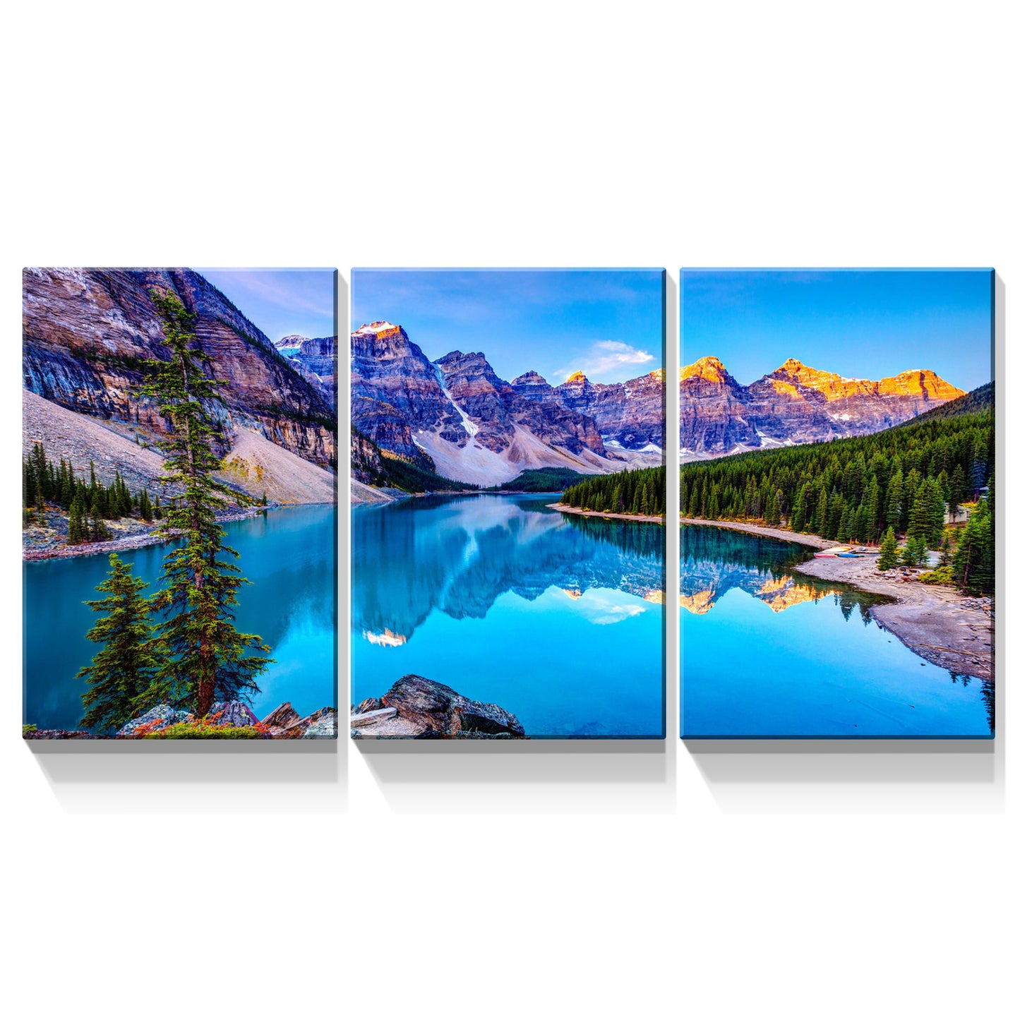 3 Panels Framed Nature Landscape Mountain & Lake Canvas Wall Art Decor,3 Pieces Mordern Canvas Decoration Painting for Office,Dining room,Living room, Bedroom Decor-Ready to Hang