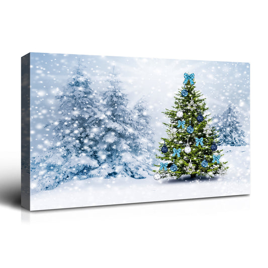 Framed Canvas Wall Art Decor Painting For Chrismas, Chrismas Tree with Cute Snowman Chrismas Gift Painting For Chrismas Gift, Decoration For Chrismas Eve Office Living Room, Bedroom Decor-Ready To Han