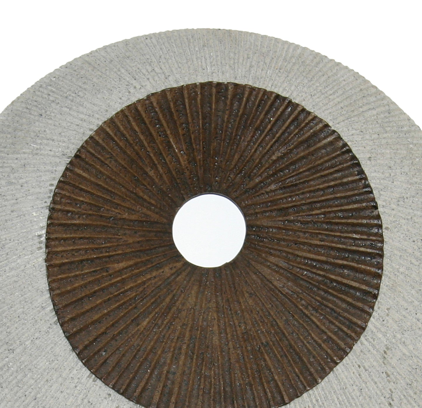 Kim 14 Inch Round Sandstone Wall Art, Ribbed, Brown, White