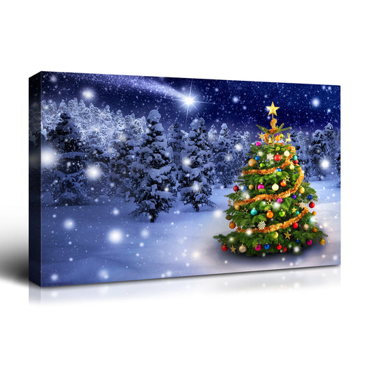 Framed Canvas Wall Art Decor Painting For Chrismas, Chrismas Tree in Forest Chrismas Painting For Chrismas Gift, Decoration For Chrismas Eve Office Living Room, Bedroom Decor-4028in thickness 1.5inch