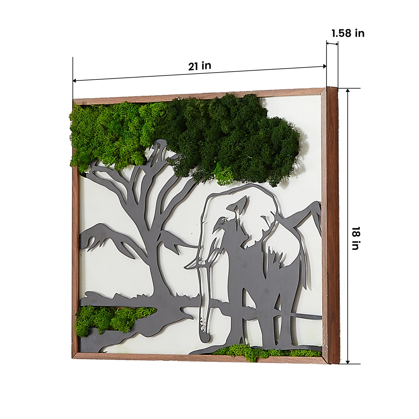 Elephants Moss Metal Wall Art