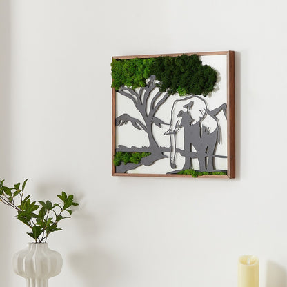 Elephants Moss Metal Wall Art