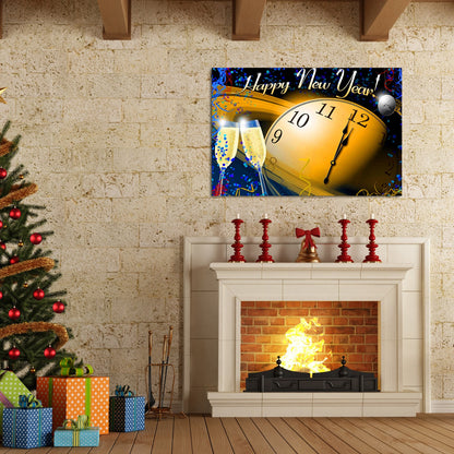 Framed Canvas Wall Art Decor Painting For New Year,Happy New Year Count Down Gift Painting For New Year Gift, Decoration For Chrismas Eve Office Living Room, Bedroom Decor-Ready To Hang