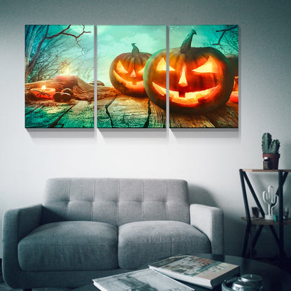 3 PCS Halloween Pumpkin Wall Decoration Painting Gift Posters Home Decoration Wall Art Pictures HD Canvas Print,Stretched and Framed Ready to Hang 2840inch Thickness 1.5inch