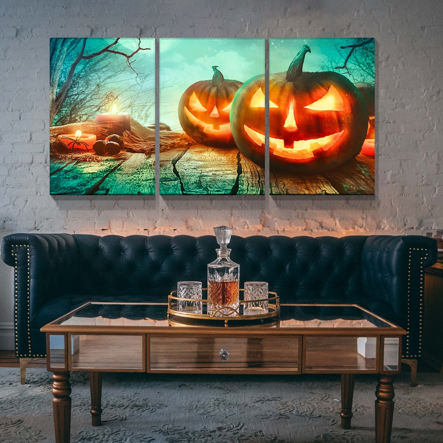 3 PCS Halloween Pumpkin Wall Decoration Painting Gift Posters Home Decoration Wall Art Pictures HD Canvas Print,Stretched and Framed Ready to Hang 2840inch Thickness 1.5inch