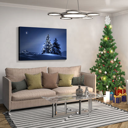 Framed Canvas Wall Art Decor Painting For Chrismas, Lighted Pine Tree at Night Chrismas Gift Painting For Chrismas Decoration For Chrismas Eve Living Room, Bedroom Decor-4028in-Thickness 1.5inch