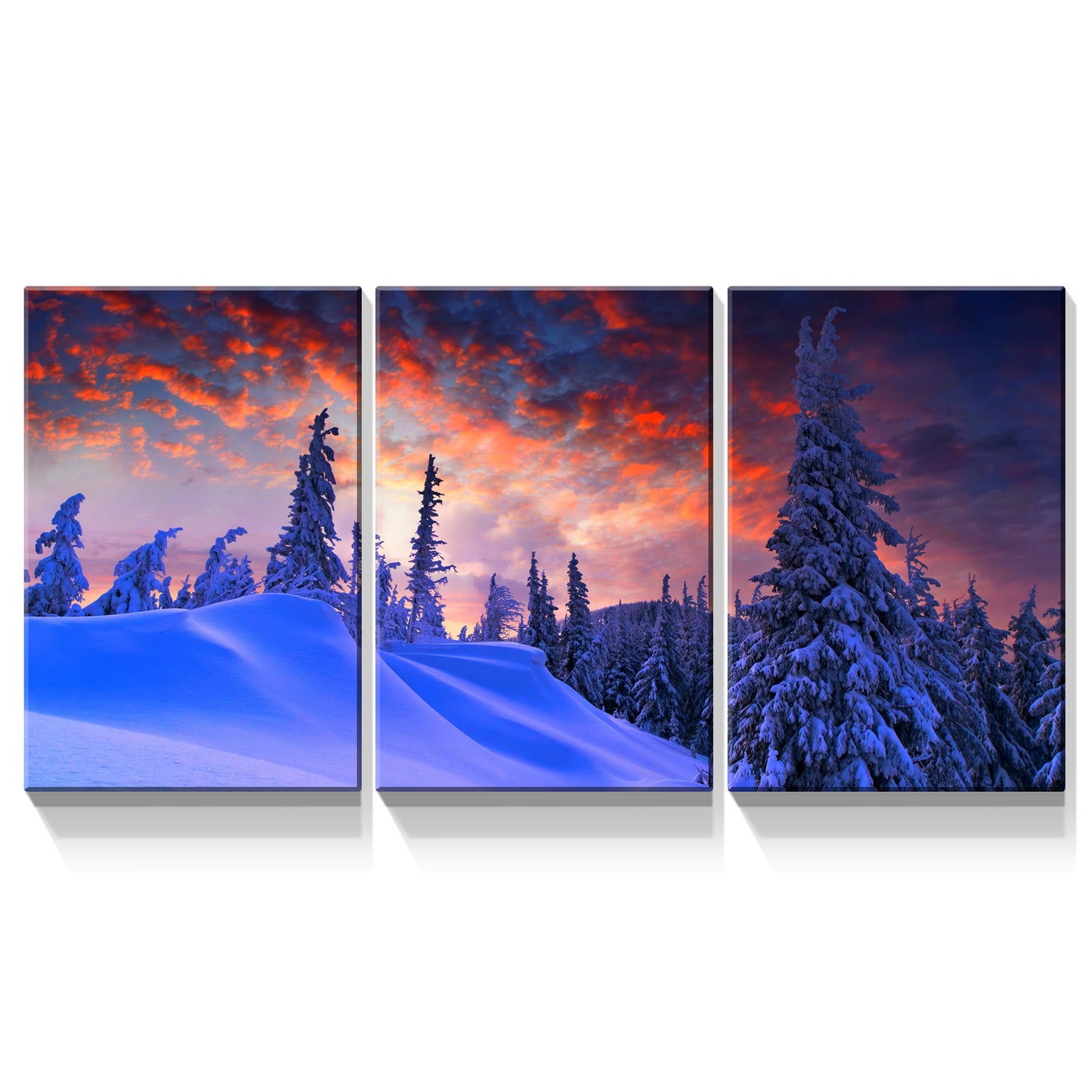 3 Panels Framed Winter Forest Canvas Wall Art Decor,3 Pieces Mordern Canvas Decoration Painting for Office,Dining room,Living room, Bedroom Decor-Ready to Hang 2030in thickness 1.5inch