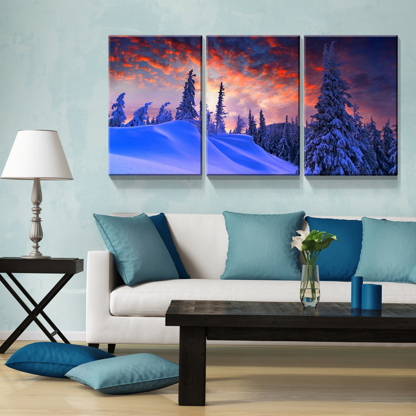 3 Panels Framed Winter Forest Canvas Wall Art Decor,3 Pieces Mordern Canvas Decoration Painting for Office,Dining room,Living room, Bedroom Decor-Ready to Hang 2030in thickness 1.5inch