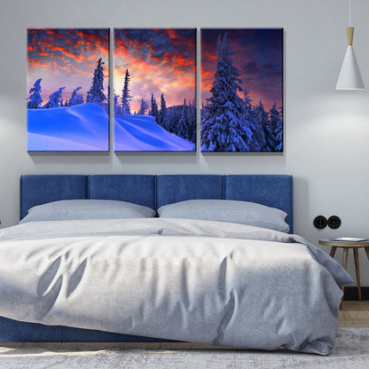 3 Panels Framed Winter Forest Canvas Wall Art Decor,3 Pieces Mordern Canvas Decoration Painting for Office,Dining room,Living room, Bedroom Decor-Ready to Hang 2030in thickness 1.5inch