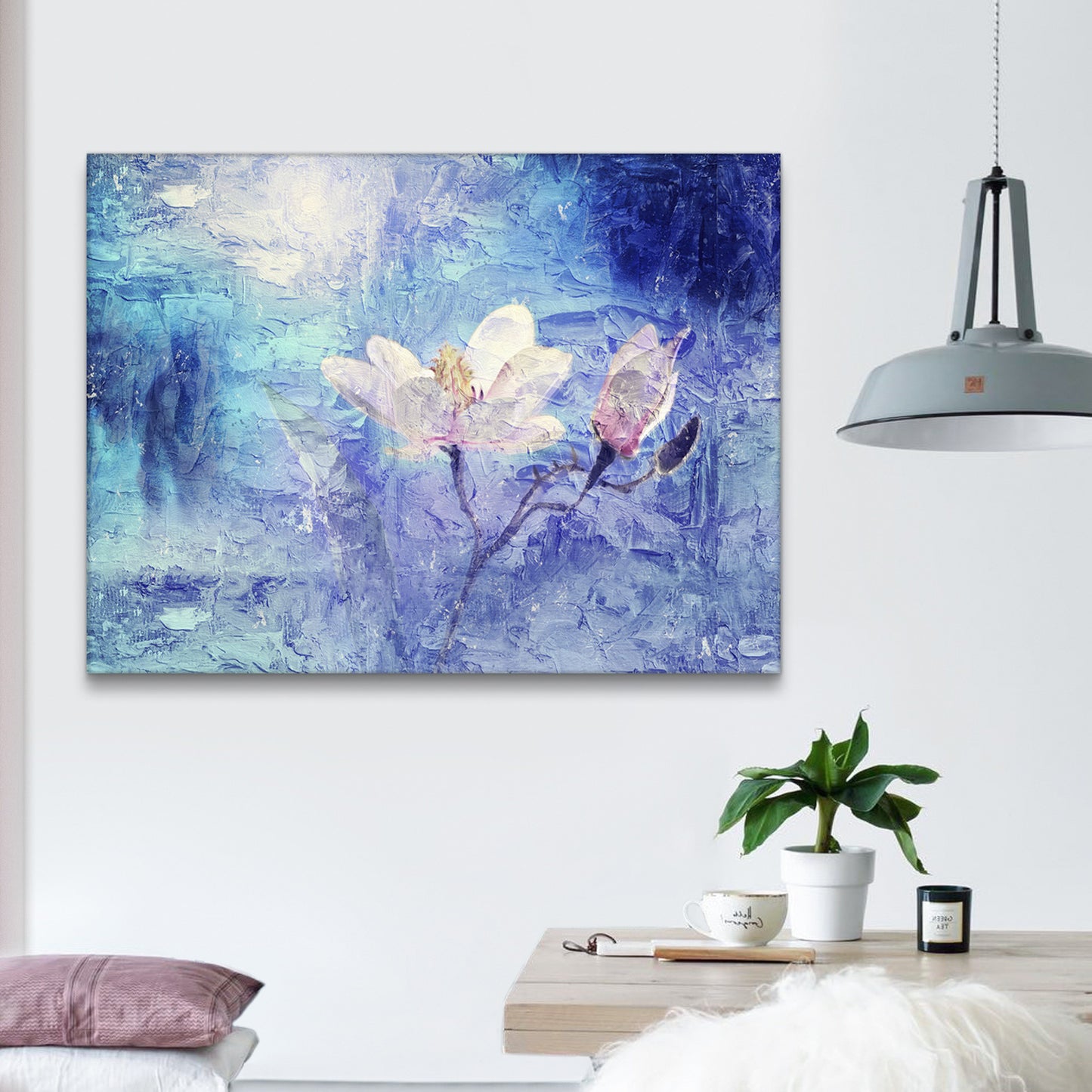 Framed Canvas Wall Art Decor Abstract Style Painting, Impressionism Lotus Painting Decoration For Office Living Room, Bedroom Decor-Ready To Hang 4028in -thickness 1.5inch