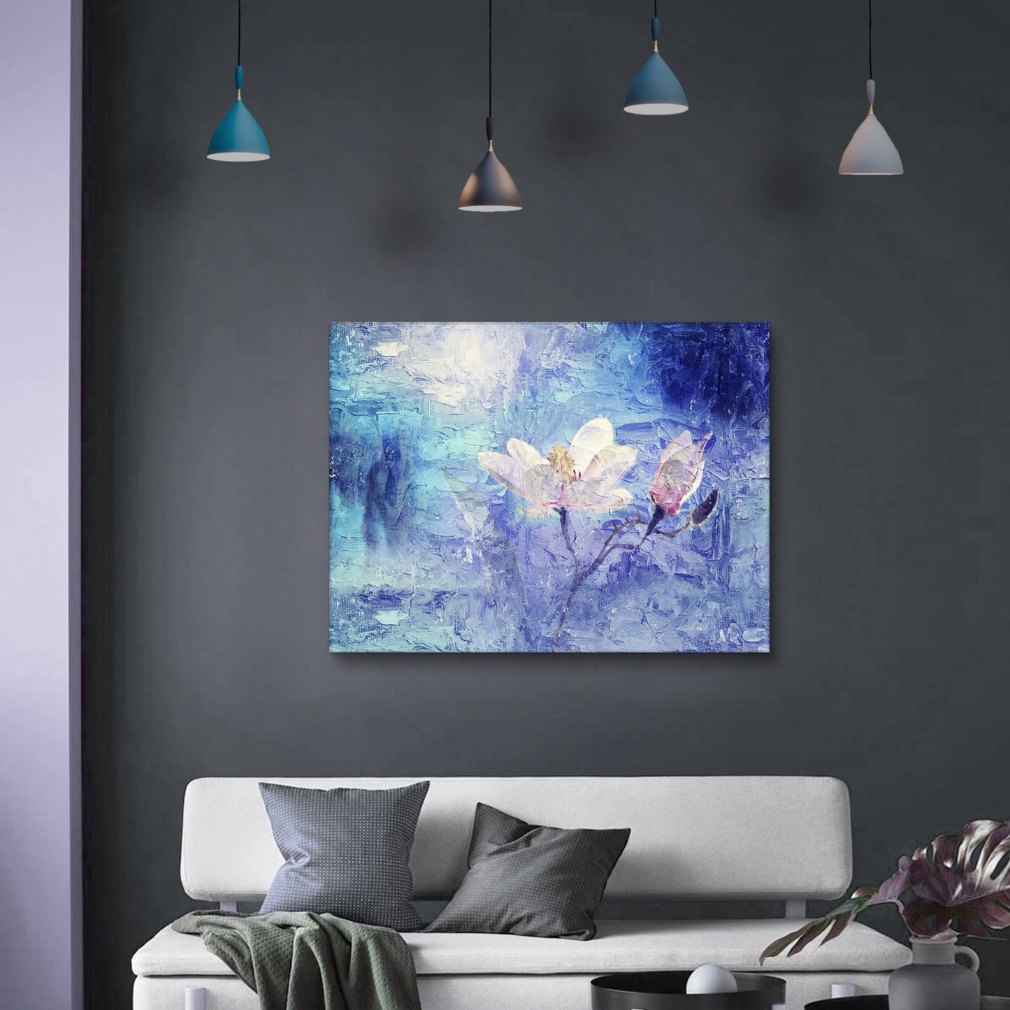 Framed Canvas Wall Art Decor Abstract Style Painting, Impressionism Lotus Painting Decoration For Office Living Room, Bedroom Decor-Ready To Hang 4028in -thickness 1.5inch