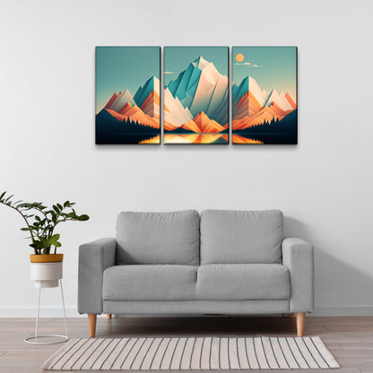 3 Panels Framed Abstract Wood Grain Boho Style Mountain & Forest Canvas Wall Art Decor,3 Pieces Mordern Canvas Decoration Painting for Office,Dining room,Living room, Bedroom Decor-Ready to Hang