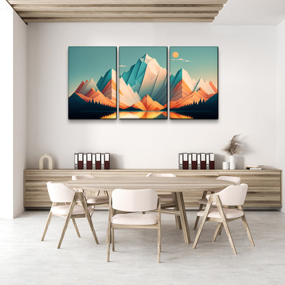 3 Panels Framed Abstract Wood Grain Boho Style Mountain & Forest Canvas Wall Art Decor,3 Pieces Mordern Canvas Decoration Painting for Office,Dining room,Living room, Bedroom Decor-Ready to Hang