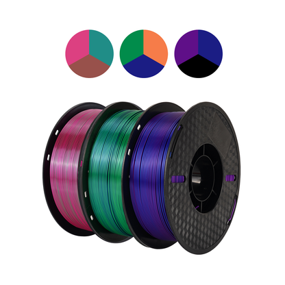 KINGROON 3KG Tricolor Silk PLA Filament 1.75mm Vacuum Package No Bubble High Quality DIY 3D Printing Material For FDM 3D Printer