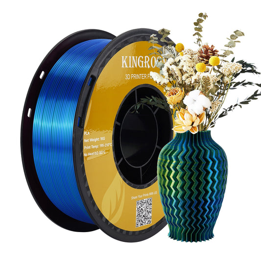 Silk PLA Multicolor Tricolor 1.75mm 1KG Spool(2.2lbs) Smooth Silky Glossy Finish Eco-Friendly Filament Fit Most FDM 3D Printers