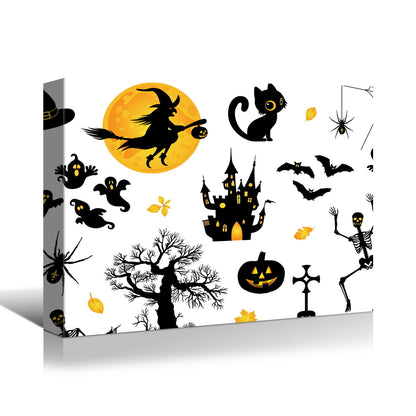 1pcs Drop-Shipping Framed Canvas Wall Art Decor Painting For Halloween, Halloween Scene Painting For Halloween Gift, Decoration For Halloween Living Room, Bedroom Decor-4028in- Thickness 1.5inch