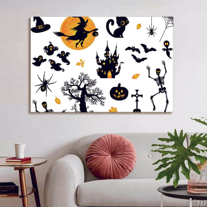 1pcs Drop-Shipping Framed Canvas Wall Art Decor Painting For Halloween, Halloween Scene Painting For Halloween Gift, Decoration For Halloween Living Room, Bedroom Decor-4028in- Thickness 1.5inch