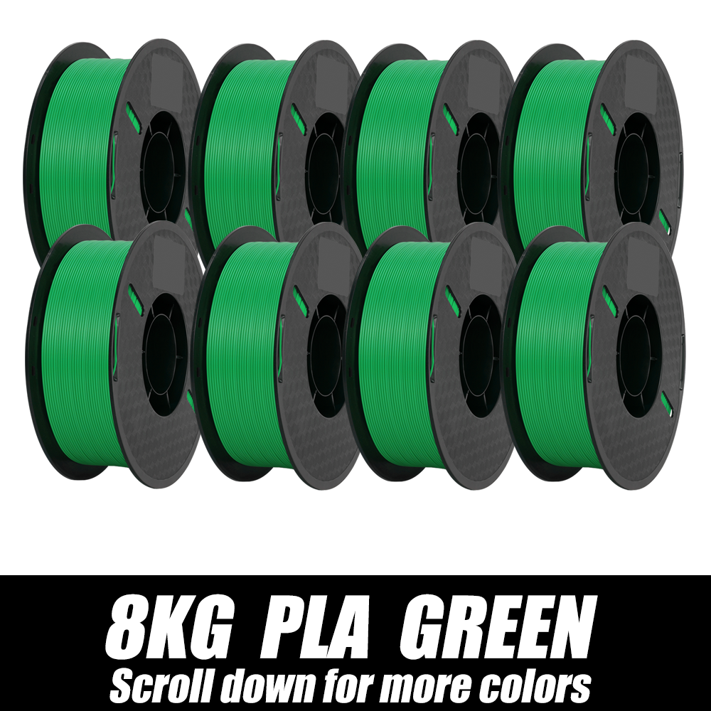 3D Printer Filament Green 1.75mm Dimensional Accuracy+/-0.03mm Multiple Quantity Combinations Eco-Friendly 3D Printer Materials