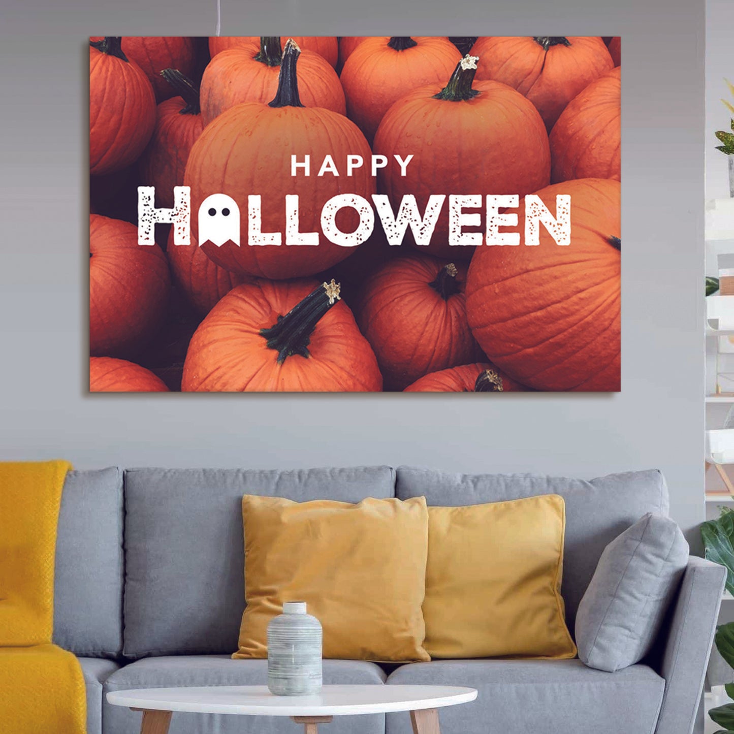 1pcs Drop-Shipping Framed Canvas Wall Art Decor Painting For Halloween, Pumpkin Painting For Halloween Gift, Decoration For Halloween Living Room, Bedroom Decor-4028in- Thickness 1.5inch