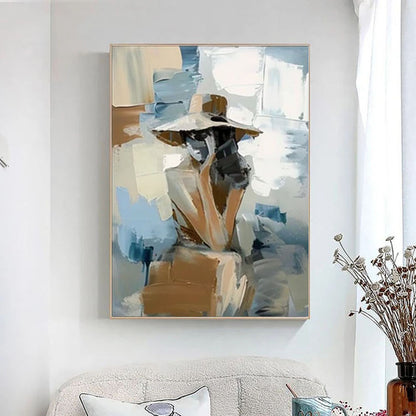 Ladies on holiday oil on canvas Set of 2 female Wabi sabi Wall Art Woman Painting Set of 2 Woman Modern wall art Woman Painting Unique gift