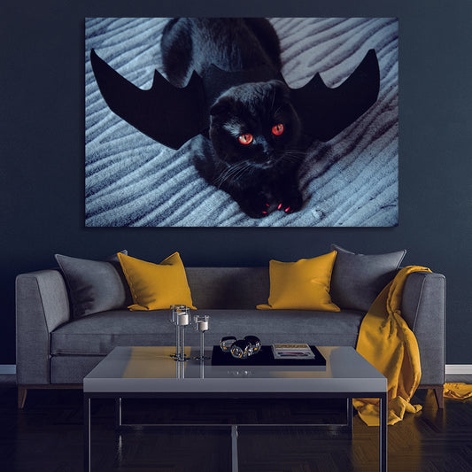 1pcs Drop-Shipping Framed Canvas Wall Art Decor Painting For Halloween,Scary Pumpkin Painting For Halloween Gift, Decoration For Halloween Office Living Room, Bedroom Decor-3624in- Thickness 1.5inch