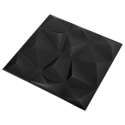 3D Wall Panels 24 pcs 19.7"x19.7" Diamond Black 64.6 ft