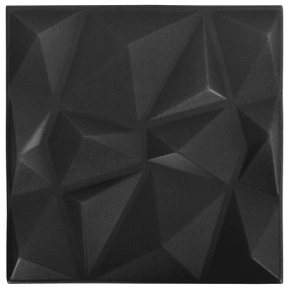 3D Wall Panels 24 pcs 19.7"x19.7" Diamond Black 64.6 ft