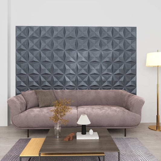 3D Wall Panels 24 pcs 19.7"x19.7" Origami Gray 64.6 ft