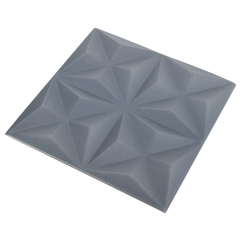 3D Wall Panels 24 pcs 19.7"x19.7" Origami Gray 64.6 ft