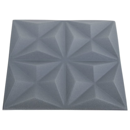 3D Wall Panels 24 pcs 19.7"x19.7" Origami Gray 64.6 ft