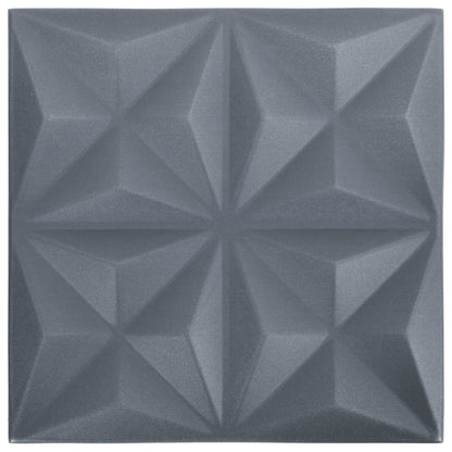 3D Wall Panels 24 pcs 19.7"x19.7" Origami Gray 64.6 ft