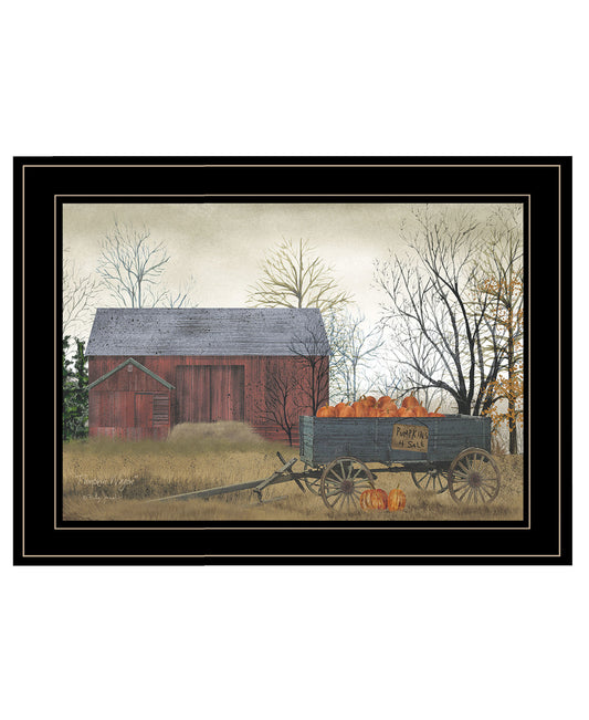 "Pumpkin Wagon" by Billy Jacobs, Ready to Hang Framed Print, Black Frame