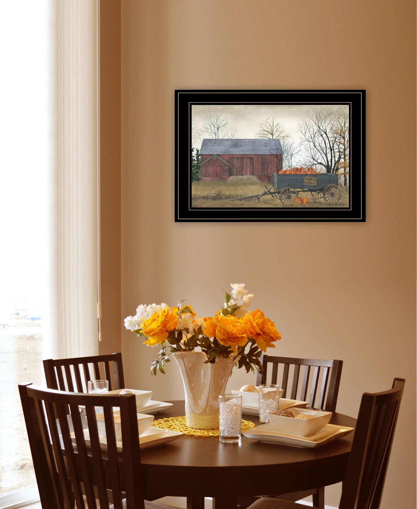 "Pumpkin Wagon" by Billy Jacobs, Ready to Hang Framed Print, Black Frame