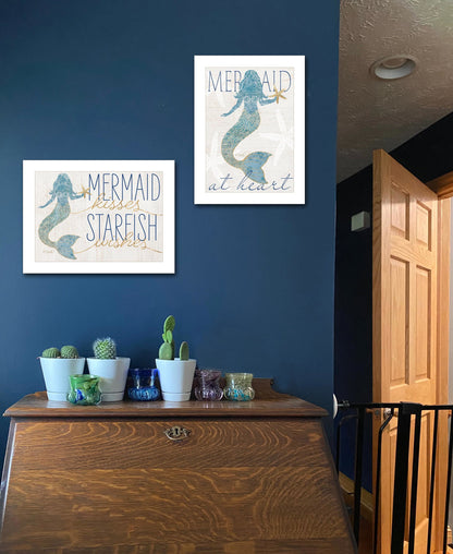 "Two Mermaids" 2-Piece Vignette by Kate Sherrill, Ready to Hang Framed Print, White Frame